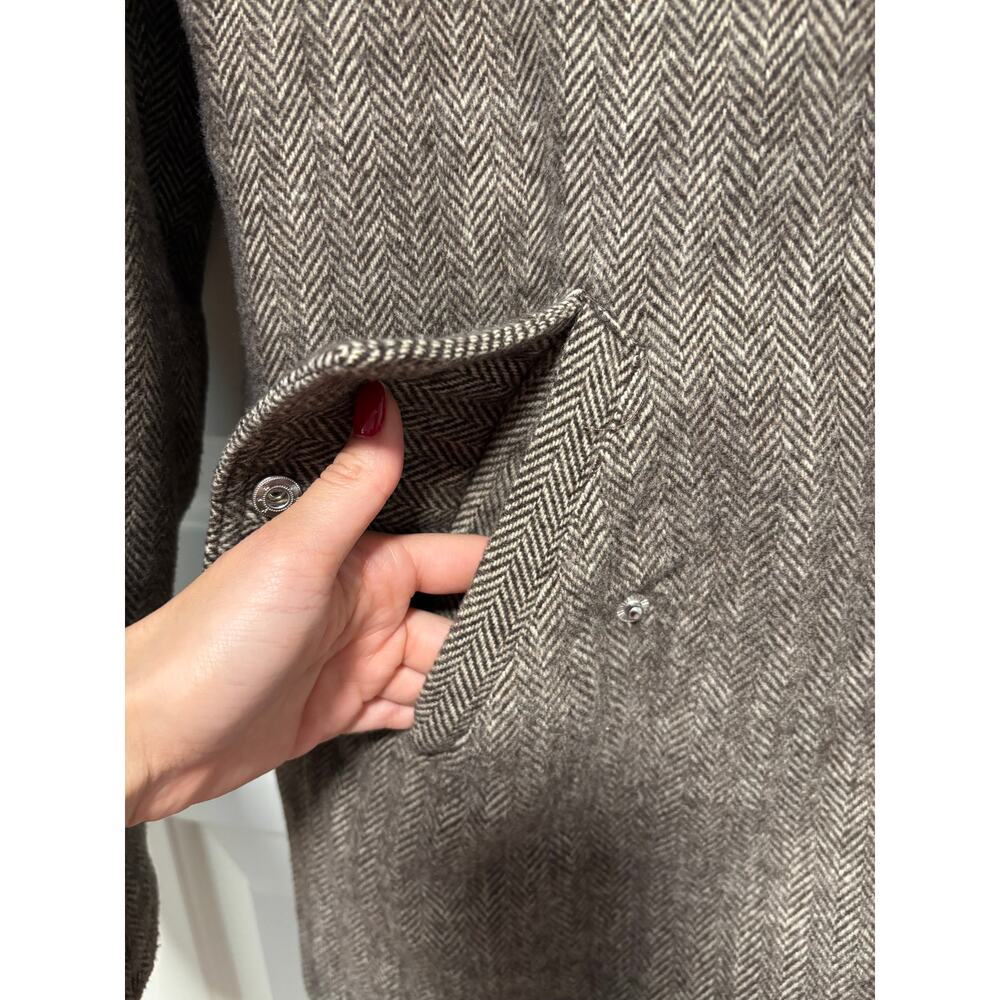 And Now This Brown Herringbone Hooded Coat M - Picture 11 of 12